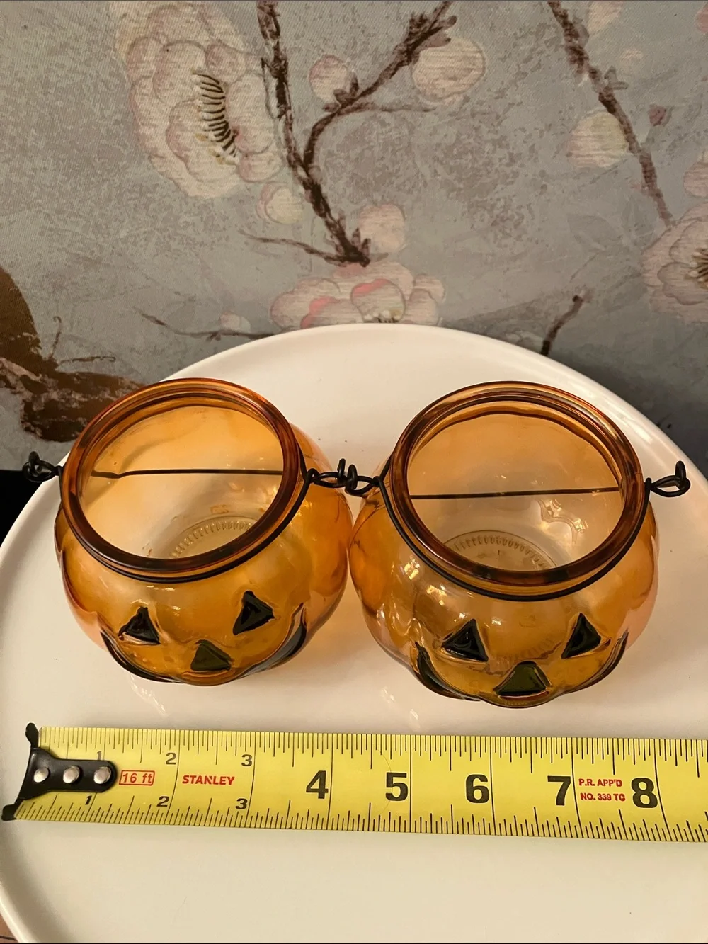 Glass Jack-O'-Lantern Tealight Lanterns - Set of 2